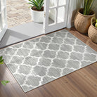 Meline Washable Classic Moroccan Trellis Light Grey Rug Area Rugs Lahome 2' x 3'