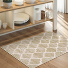 Meline Washable Classic Moroccan Trellis Taupe & Khaki Rug Area Rugs Lahome 2' x 3'