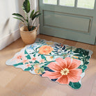 Ondine Washable Modern Botanical Floral Blue Rug Rugs Lahome