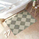 Varell Washable Modern Geometric Checkered Green Runner Rug Rugs Lahome