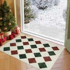 Zelie Washable Diamond Checkered Red & Green Rug Area Rugs Lahome 2' x 3'