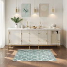 Meline Washable Classic Moroccan Trellis Sage Green Rug Area Rugs Lahome