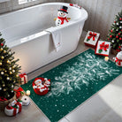 Christmas Washable Tree and Snowflake Green Rug Area Rugs Lahome