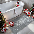 Christmas Washable Tree and Snowflake Grey Rug Area Rugs Lahome