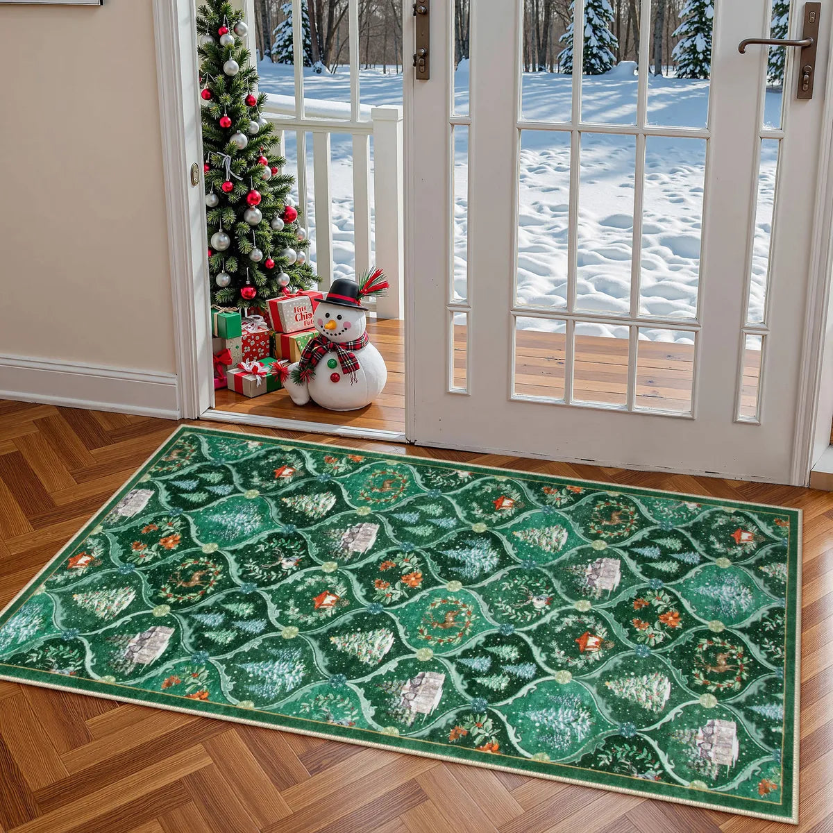 Christmas Washable World Moroccan Green Rug (Copy) Area Rugs Lahome