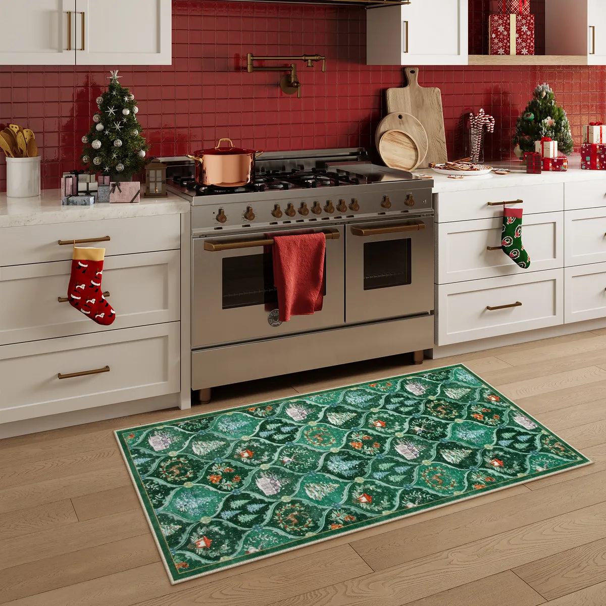 Christmas Washable World Moroccan Green Rug (Copy) Area Rugs Lahome 2' x 4'