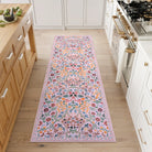 Clearance Claude Washable Maximalism Vibrant Blossom Floral 2x6 Pink Runner Rug Clearance Rugs Lahome