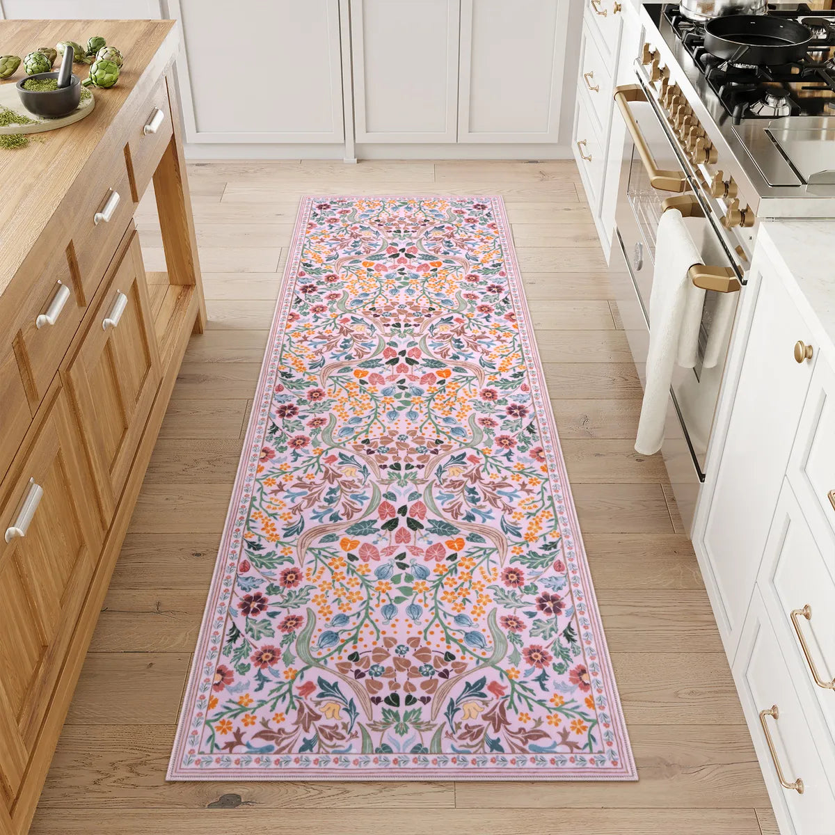 Claude Washable Maximalism Vibrant Blossom Floral Pink Rug Clearance Rugs Lahome 2' x 6'
