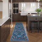 Claude Washable Maximalism Vibrant Floral Blue Rug Area Rugs Lahome