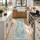 Alene Washable Vintage Medallion Floral Blue Rug Area Rugs Lahome 2' x 6'