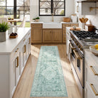 Alene Washable Vintage Medallion Floral Green Rug Area Rugs Lahome 2' x 6'