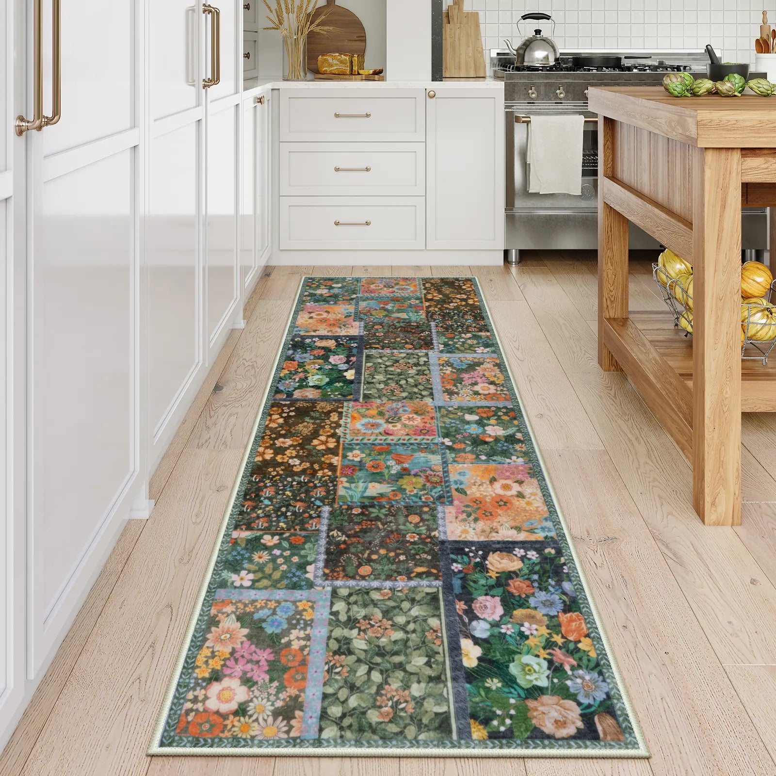 Amour Washable Boho Patchwork Floral Colorful Rug Rugs Lahome