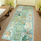 Amour Washable Boho Patchwork Floral Green Rug Rugs Lahome