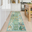 Amour Washable Boho Patchwork Floral Green Rug Rugs Lahome