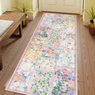 Amour Washable Boho Patchwork Floral Pink Rug Rugs Lahome