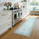 Cachet Washable Boho Oushak Floral Teal Rug Rugs Lahome