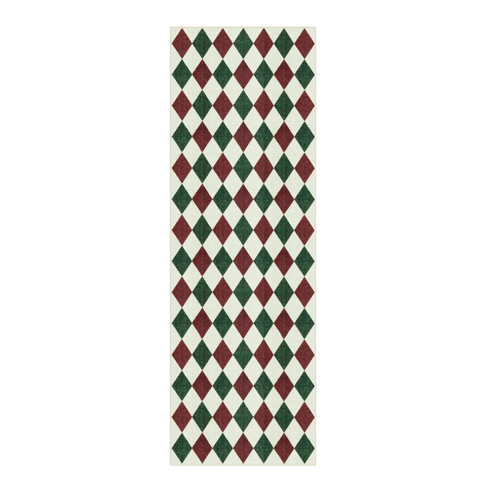 Celian Christmas Washable Diamond Checkered Red & Green Rug Runner Rugs Lahome
