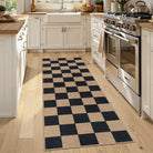 Colette Washable Checkered Easy Jute Black Indoor/Outdoor Rug Easy Jute Area Rug Lahome
