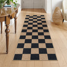 Colette Washable Checkered Easy Jute Black Indoor/Outdoor Rug Easy Jute Area Rug Lahome 2' x 6'
