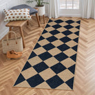 Coline Washable Geometric Checkered Easy Jute Black Indoor/Outdoor Rug Easy Jute Area Rug Lahome