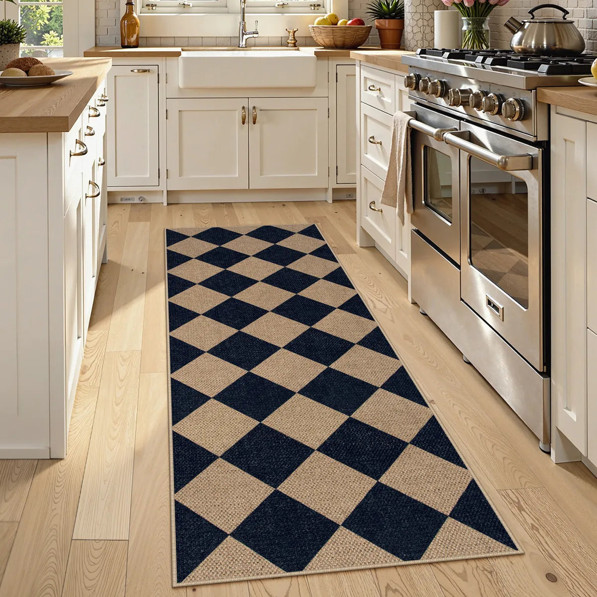 Coline Washable Geometric Checkered Easy Jute Dark Brown Indoor/Outdoor Rug Easy Jute Area Rug Lahome