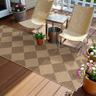 Coline Washable Geometric Checkered Easy Jute Khaki Indoor/Outdoor Rug Easy Jute Area Rug Lahome