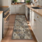 Elise Washable Ultra-thin Transitional Vintage Floral Moroccan Trellis Grey Rug Area Rugs Lahome