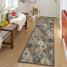 Elise Washable Ultra-thin Transitional Vintage Floral Moroccan Trellis Grey Rug Area Rugs Lahome