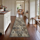 Elise Washable Ultra-thin Transitional Vintage Floral Moroccan Trellis Grey Rug Area Rugs Lahome