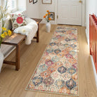Elise Washable Ultra-thin Transitional Vintage Floral Moroccan Trellis Red & Orange Rug Area Rugs Lahome 2' x 7'