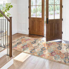 Elise Washable Ultra-thin Transitional Vintage Floral Moroccan Trellis Red & Orange Rug Area Rugs Lahome