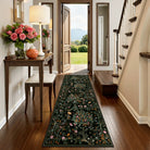 Elowen Washable Boho Forest Botanical Black Rug Rugs Lahome