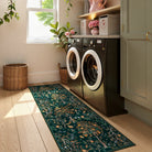Elowen Washable Boho Forest Botanical Dark Green Rug Rugs Lahome
