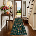 Elowen Washable Boho Forest Botanical Dark Green Rug Rugs Lahome 2' x 6'
