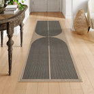 Enfys Washable Modern Rainbow Easy Jute Black Indoor/Outdoor Rug Clearance Rugs Lahome 2' x 6'