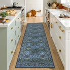 Giverny Washable Maximalism Vintage French Floral Blue Rug Rugs Lahome 2' x 6'