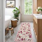 Herbier Washable Botanical Leaf Pink Rug Rugs Lahome