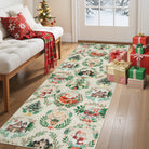 Laure Christmas Washable Garland Santa Sleigh Beige Rug Runner Rugs Lahome 2' x 6'