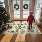 Laure Christmas Washable Garland Santa Sleigh Beige Rug Runner Rugs Lahome