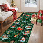 Laure Christmas Washable Garland Santa Sleigh Green Rug Runner Rugs Lahome 2' x 6'