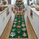 Laure Christmas Washable Garland Santa Sleigh Green Rug Runner Rugs Lahome