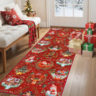 Laure Christmas Washable Garland Santa Sleigh Red Rug Area Rugs Lahome