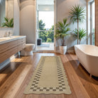 Linoe Washable Checkered Wavy Oatmeal Easy Jute Rug Rugs Lahome 2' x 6'