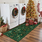 Lumiere Christmas Washable Classic Deer Woodland Green Rug Area Rugs Lahome
