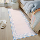 Maelis Washable Vintage Ribbon Pink Rug Rugs Lahome 2' x 6'