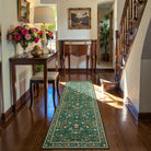 Marcel Washable Vintage Floral Bird Dark Green Rug Area Rugs Lahome