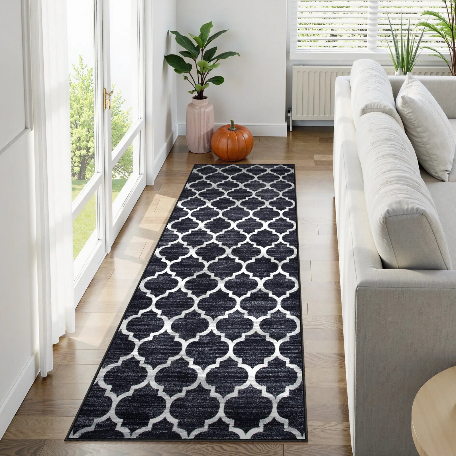 Meline Washable Classic Moroccan Trellis Black Rug Area Rugs Lahome