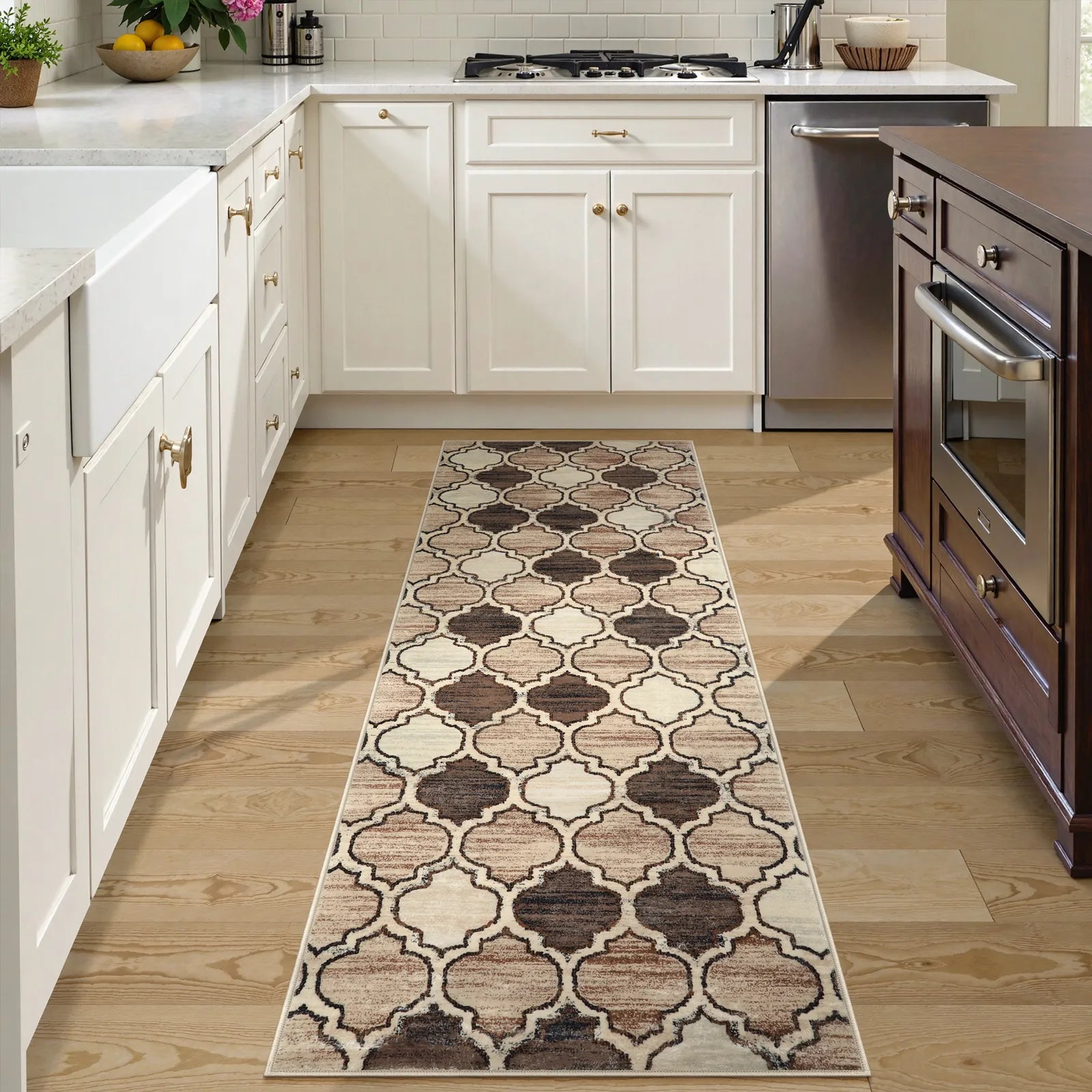 Meline Washable Classic Moroccan Trellis Coffee & Taupe Rug Area Rugs Lahome