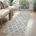 Meline Washable Classic Moroccan Trellis Light Grey Rug Area Rugs Lahome 2' x 6'