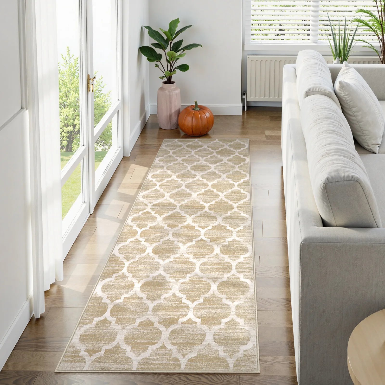 Meline Washable Classic Moroccan Trellis Taupe & Khaki Rug Area Rugs Lahome